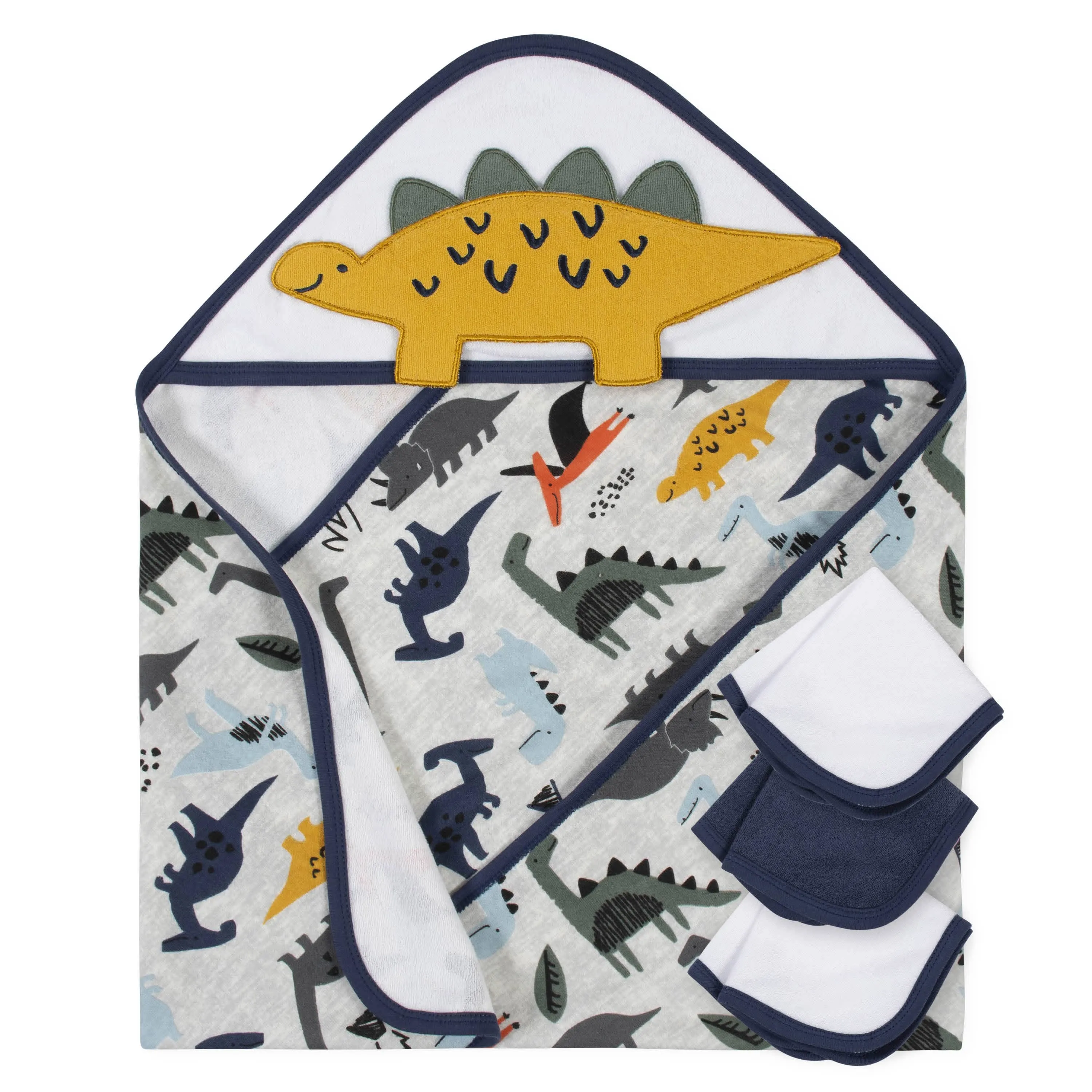 4-Piece Baby Boys Dino Hooded Towel & Washcloth Set