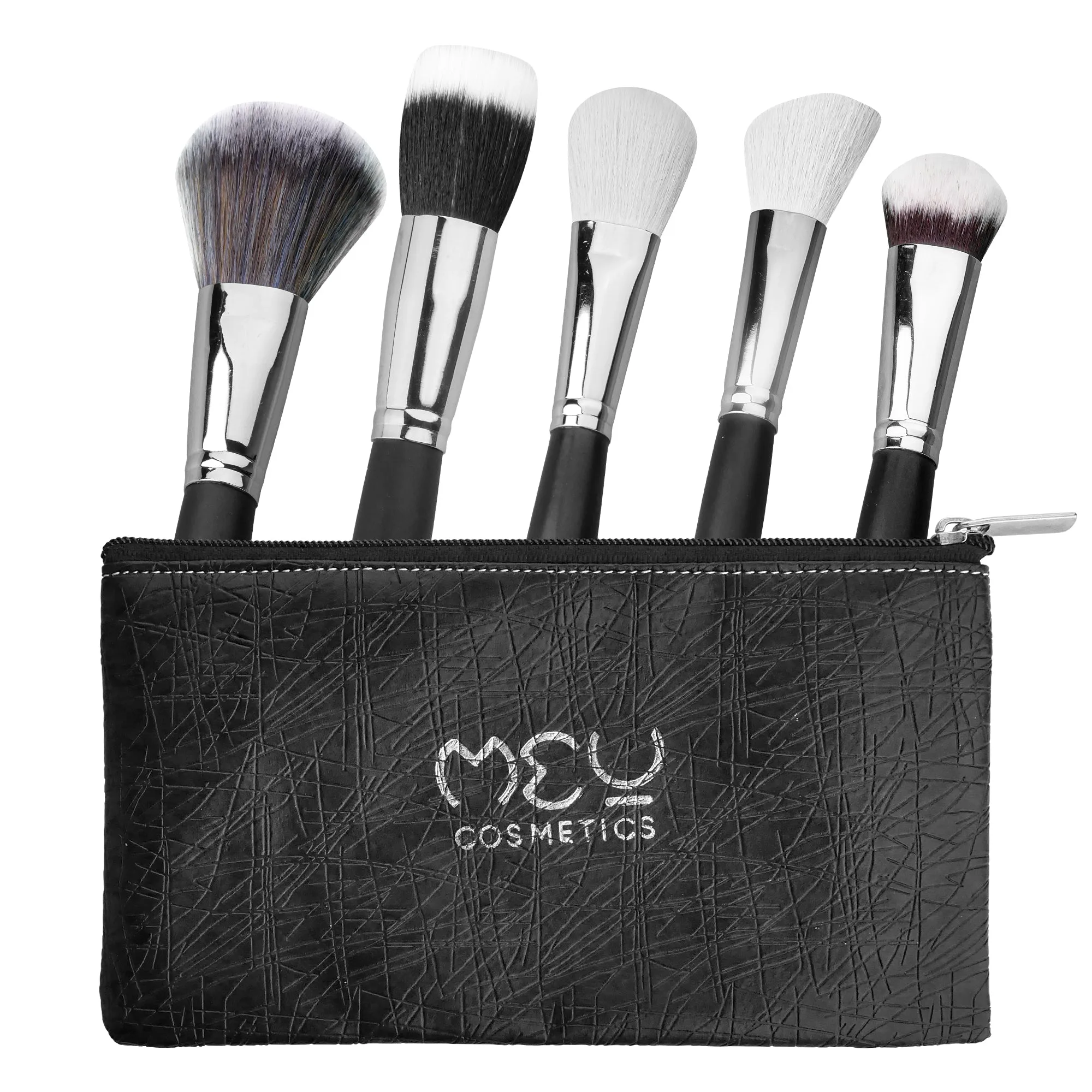 5 Pcs Essentials Face Brush Set With Pouch