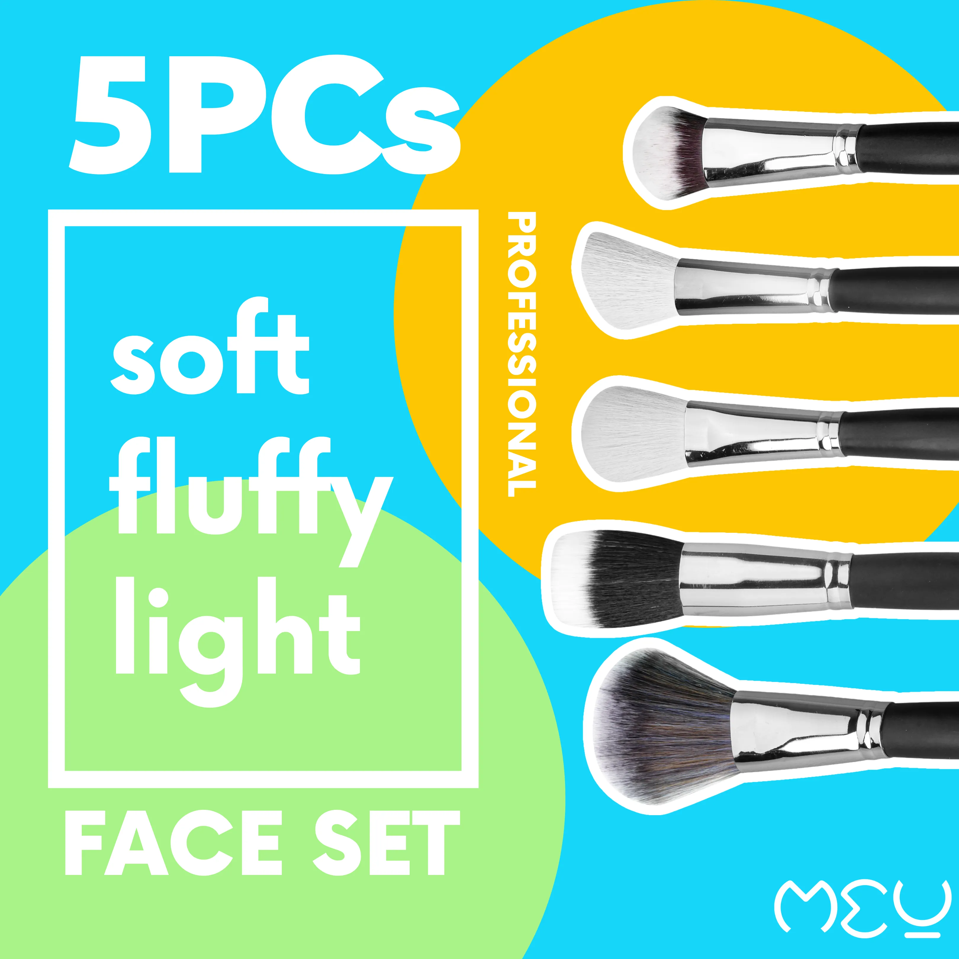 5 Pcs Essentials Face Brush Set With Pouch