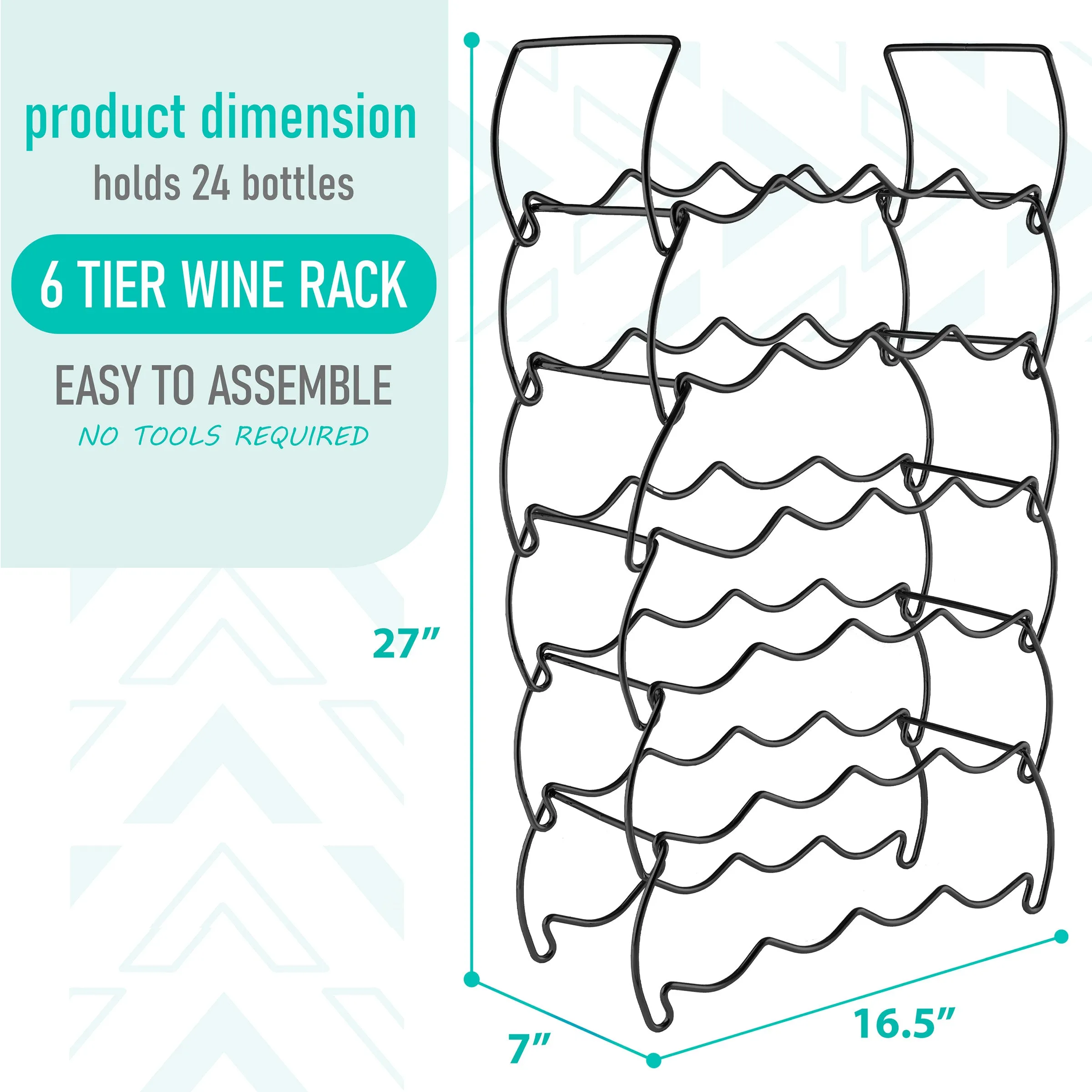 6-Tier Stackable and Detachable Wine Rack Holds 24 Bottles