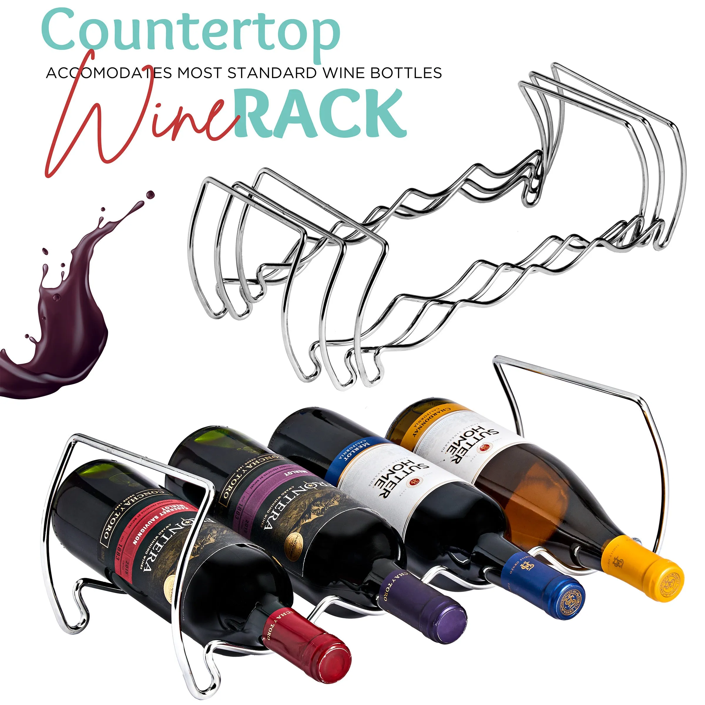 6-Tier Stackable and Detachable Wine Rack Holds 24 Bottles