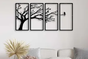 7 Decore | Wooden 3D 4 Pieces Tree Wall Art Panel Frame