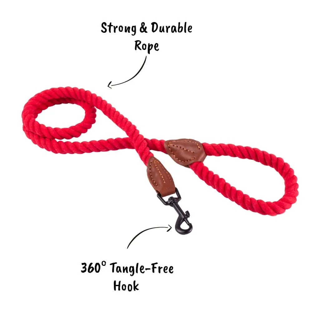 AllPetSolutions Cotton Rope Dog Lead, Red, 120cm