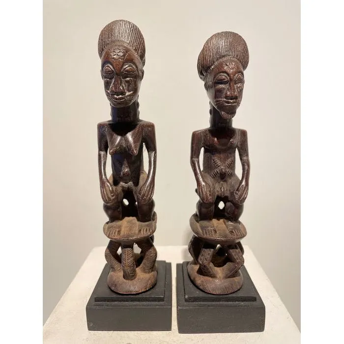 Baule Blolo Asye Usu Divination Figures / Pair , Cte d'Ivoire #883, #884