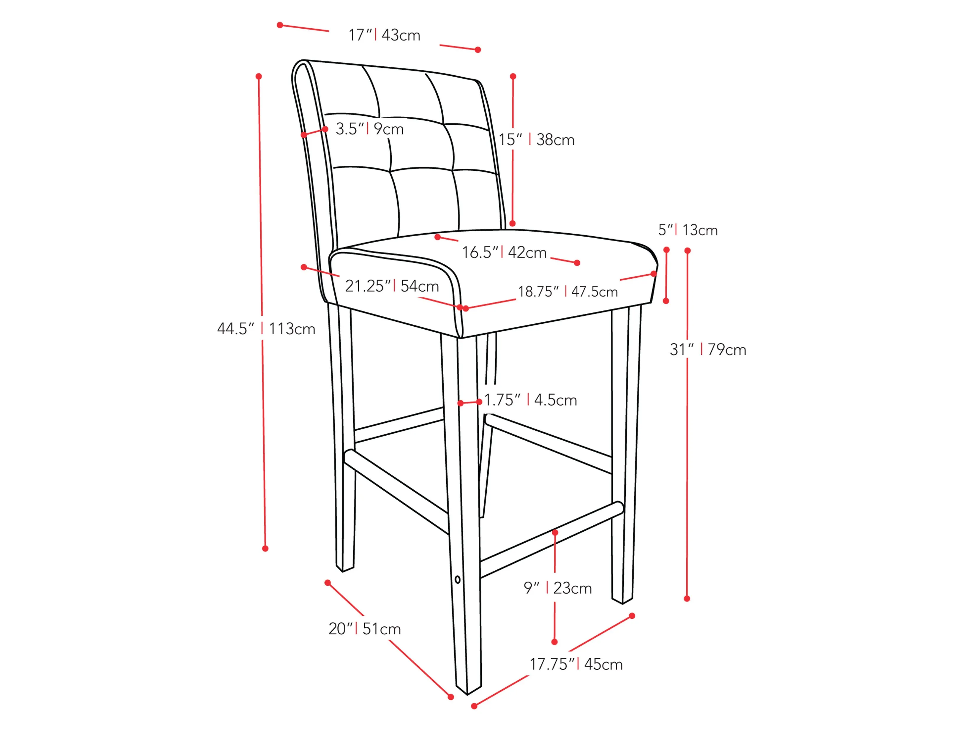 Black Bar Height Bar Stool