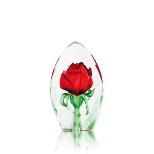 Blooming Red Rose Crystal Statue