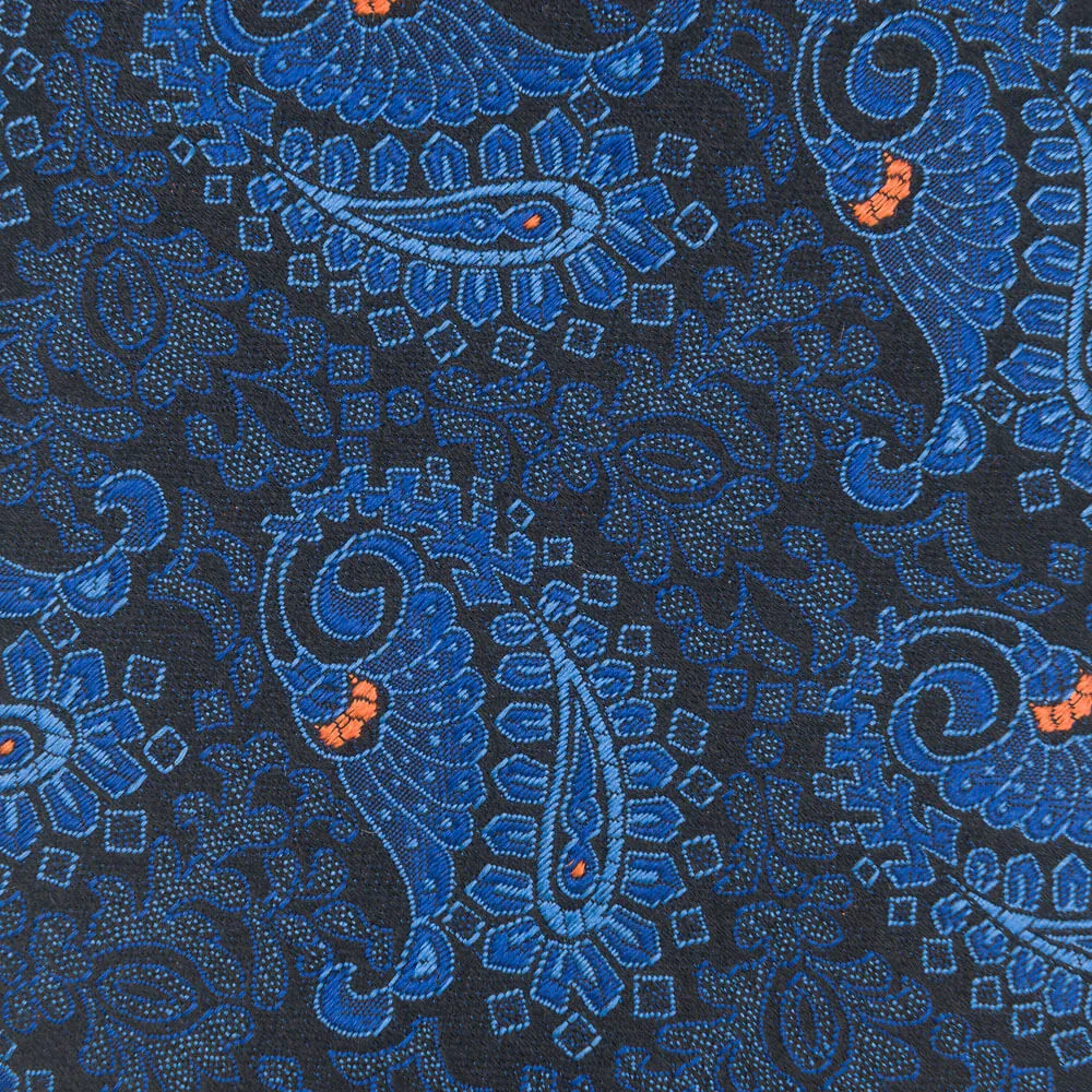 Blue Oriental Paisley Woven Silk Tie