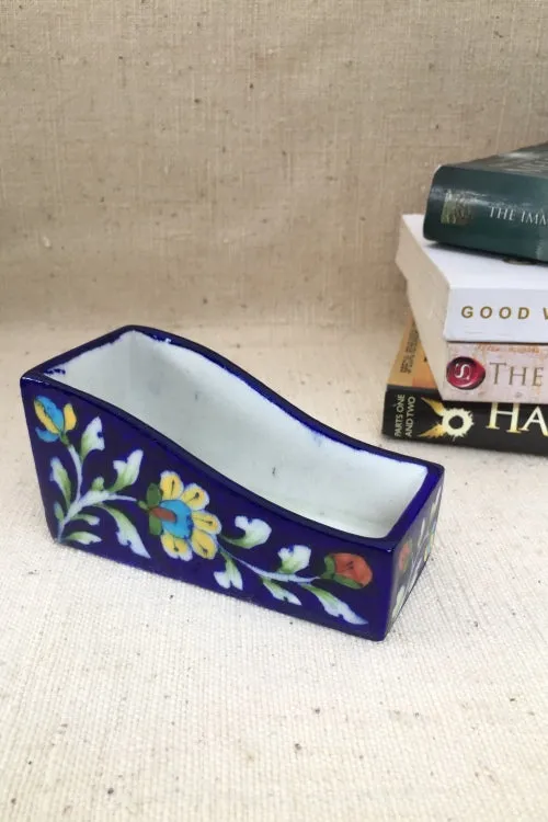 Blue Pottery Handcrafted Card Holder-100