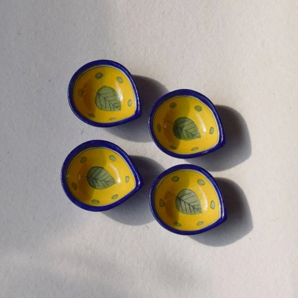 Blue Pottery Reusable Diyas - Set of 4