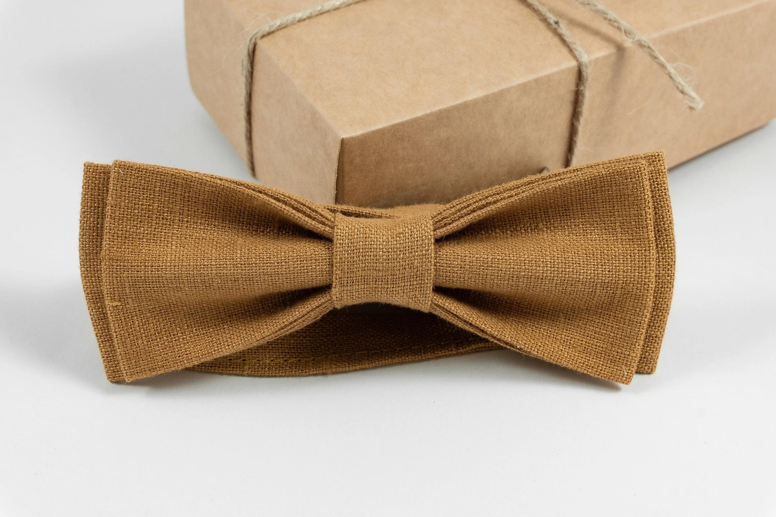 Camel wedding bow ties for groomsmen Camel Linen Pocket Square