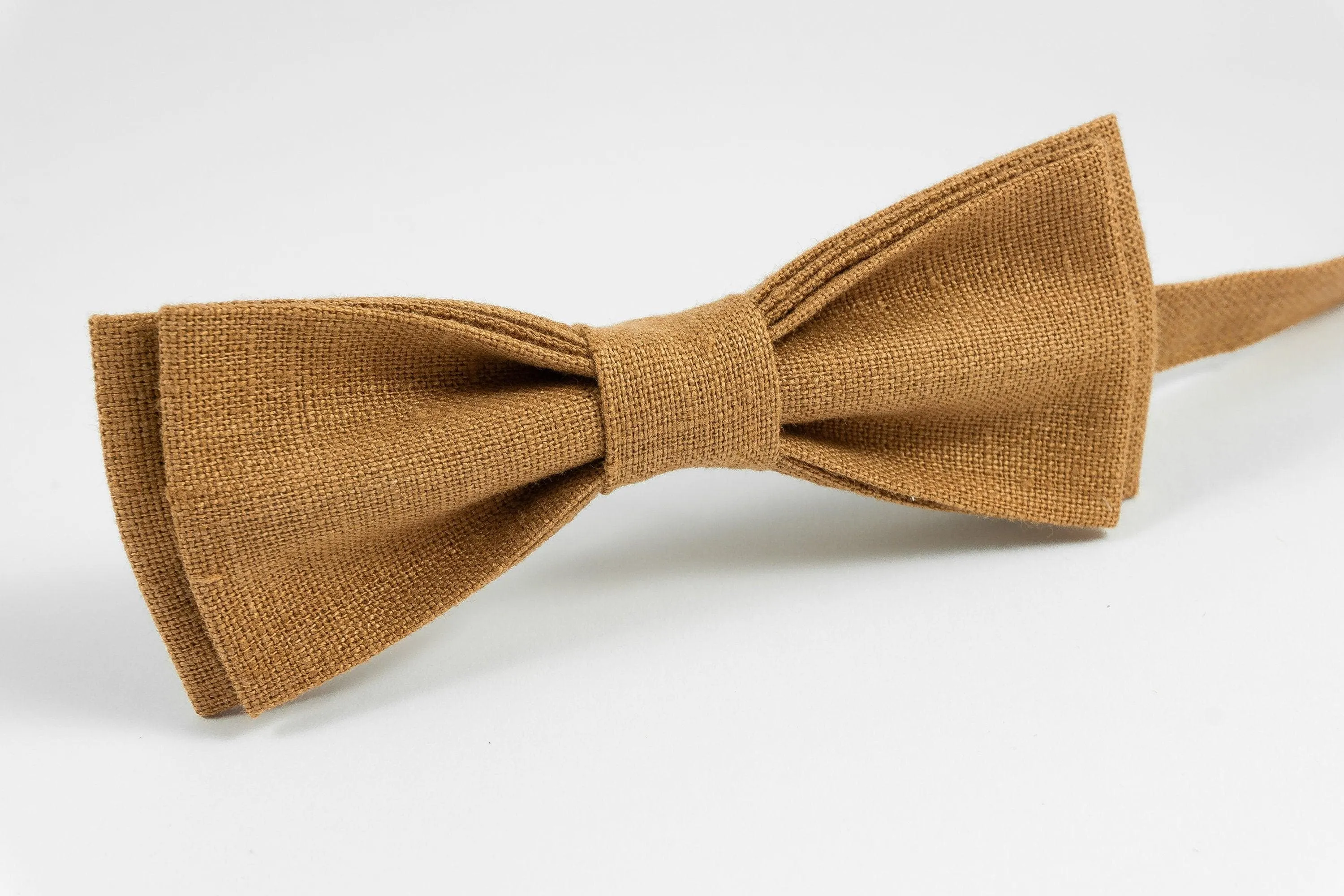 Camel wedding bow ties for groomsmen Camel Linen Pocket Square