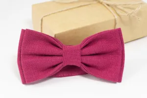 Cyclamen color linen bow tie | wedding bow ties