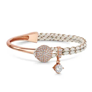 Dianna Leather Bracelet - Cream/Rose gold