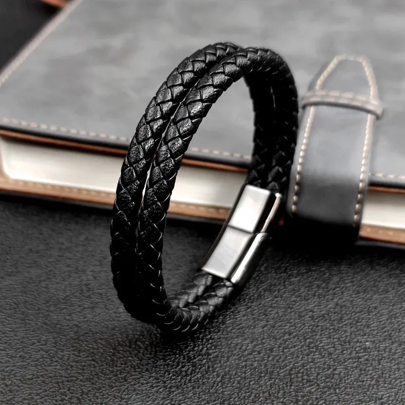 Double band leather bracelet