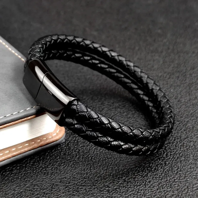 Double band leather bracelet