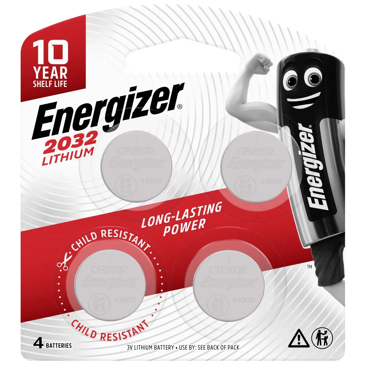 ENERGIZER LITHIUM COIN BATTERY CR2032BP4 (Pack of 4)