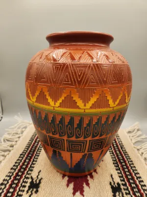 ETCHWARE POTTERY VASE  - MAJORIE JOE