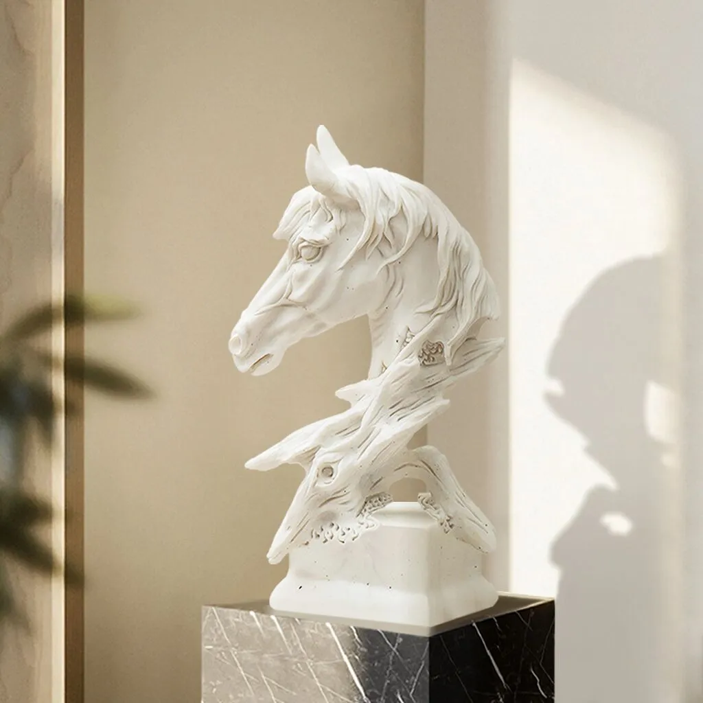 FINEST Custom White Marble Horse Head Sculpture FM-057