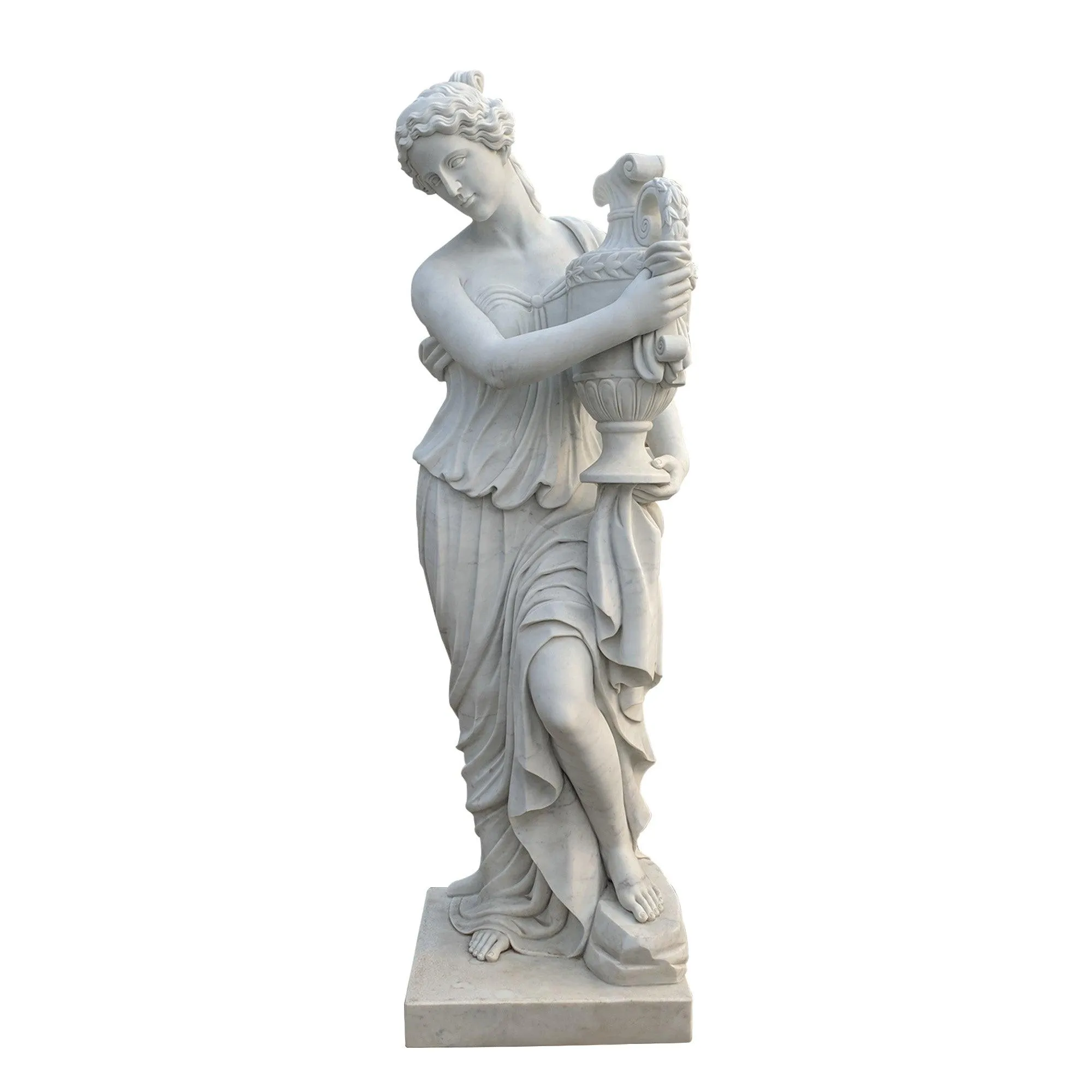 FINEST Garden Goddess Marble Statue Holding a Vase FM-027