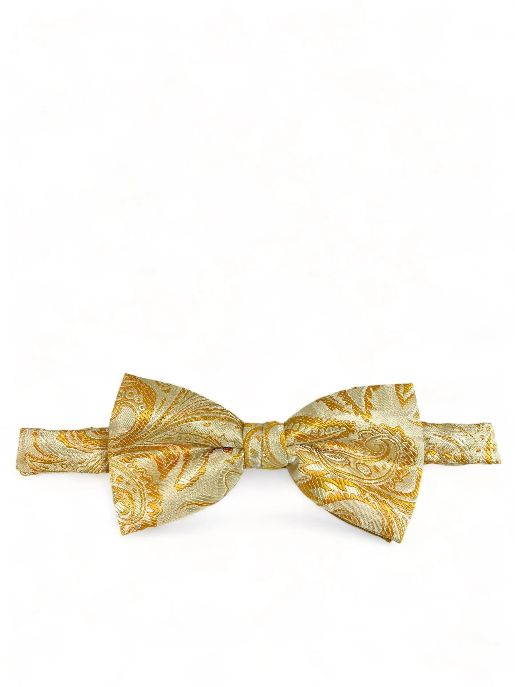 Gold Paisley Bow Tie and Pocket Square