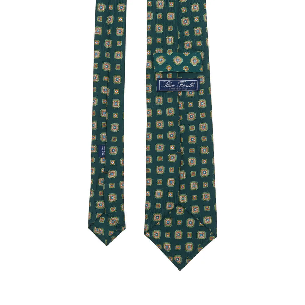 Green Heritage Motif Twill Silk Tie