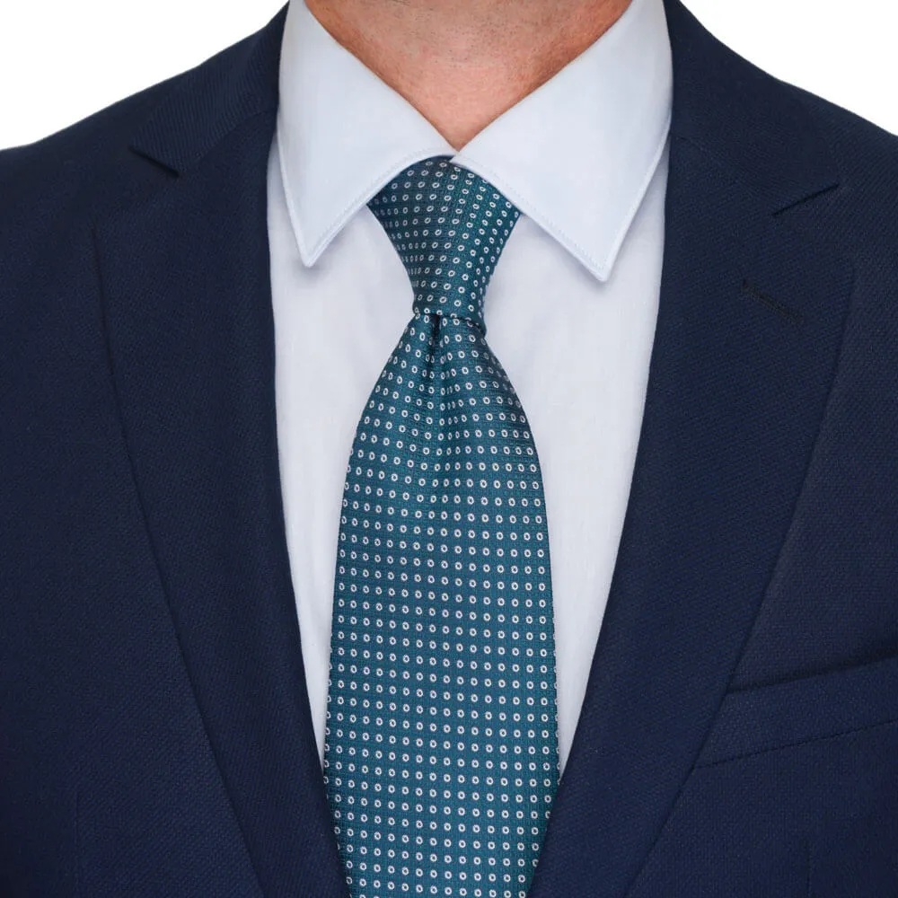 Green Micro Motif Woven Silk Tie