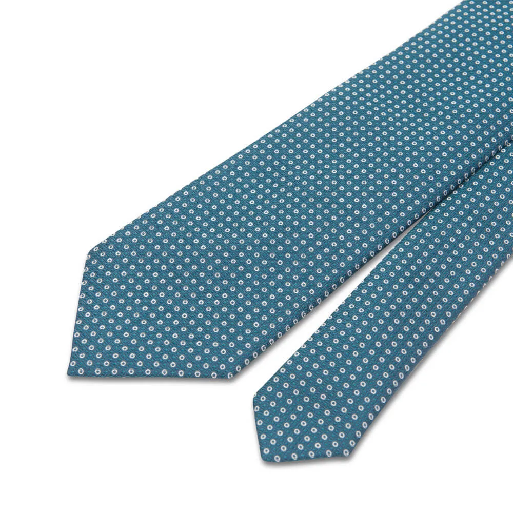 Green Micro Motif Woven Silk Tie