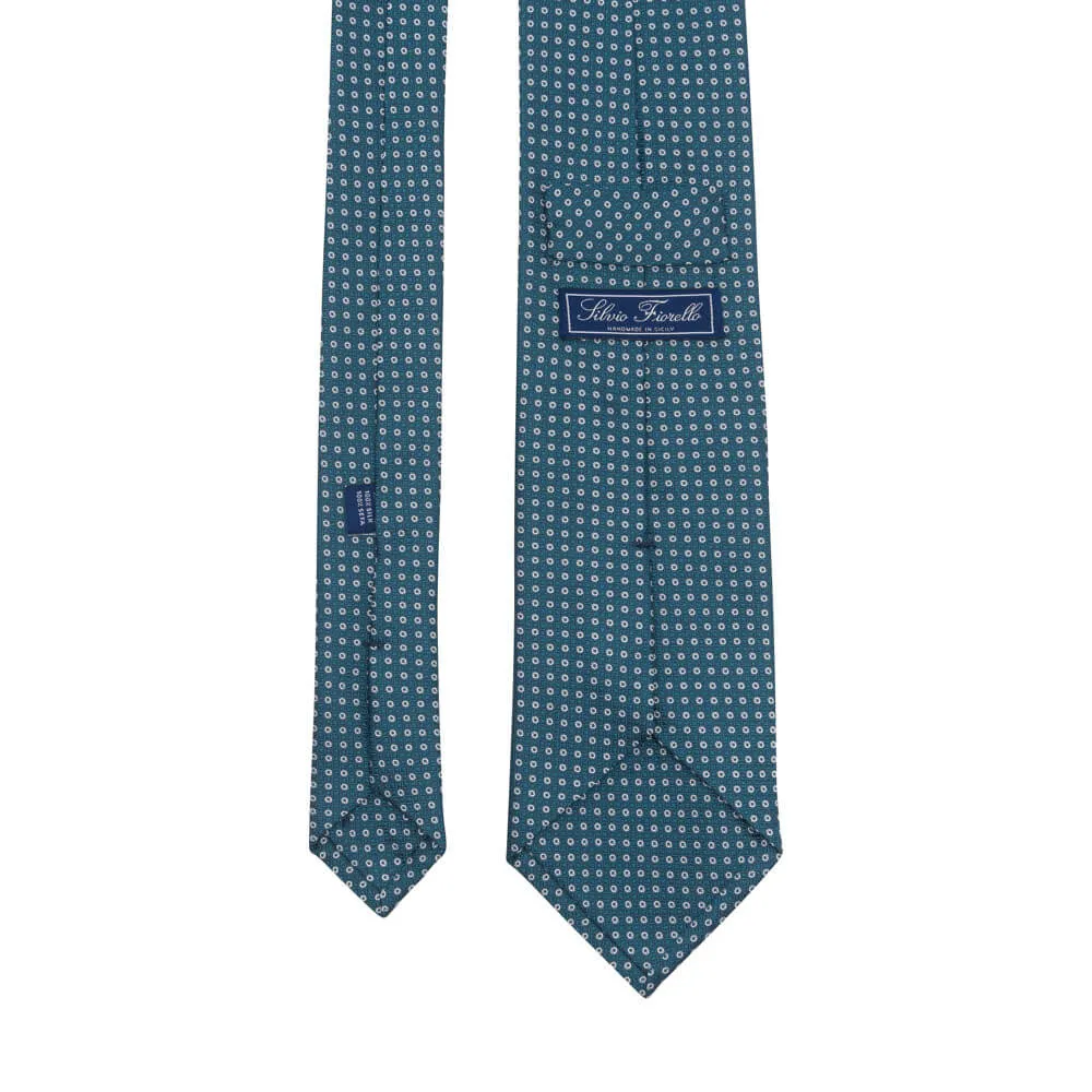 Green Micro Motif Woven Silk Tie