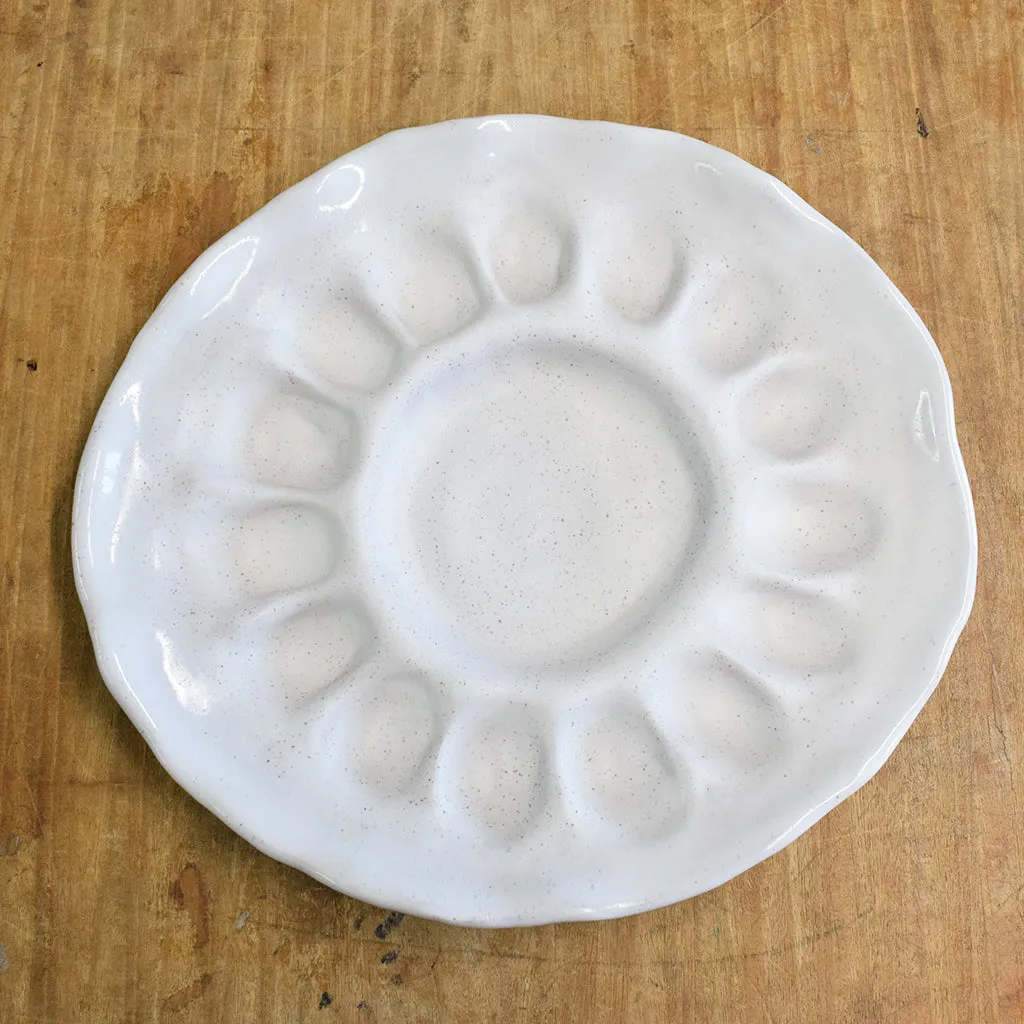 Handcrafted Egg Platter Simply White