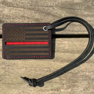 Handcrafted Thin Red Line Keychain with Custom Engraving