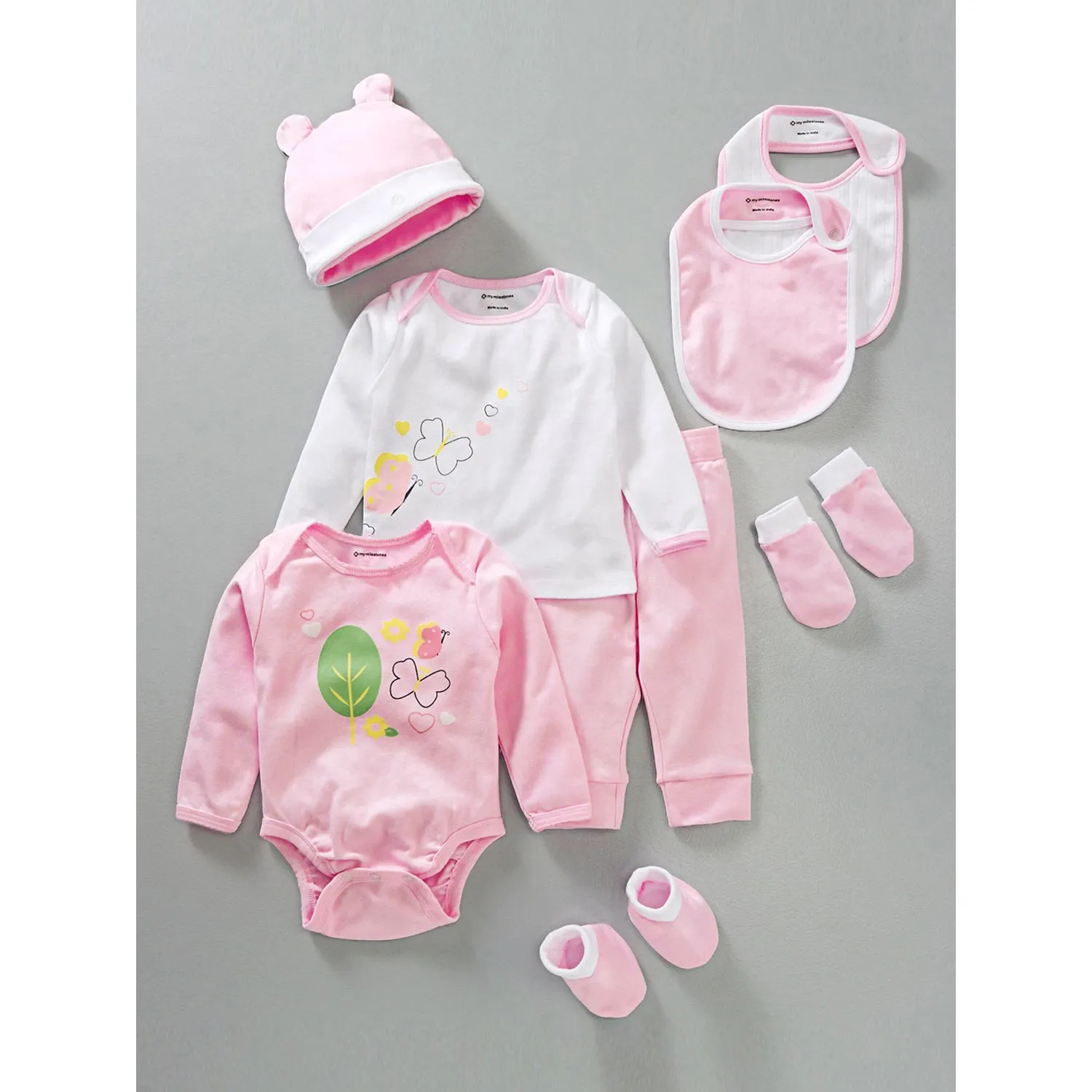 Infant Essentials Clothing Gift Set - 8Pc - Full Sleeves - Girls - Pink