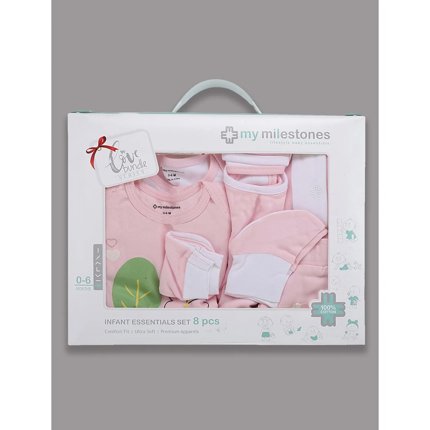 Infant Essentials Clothing Gift Set - 8Pc - Full Sleeves - Girls - Pink