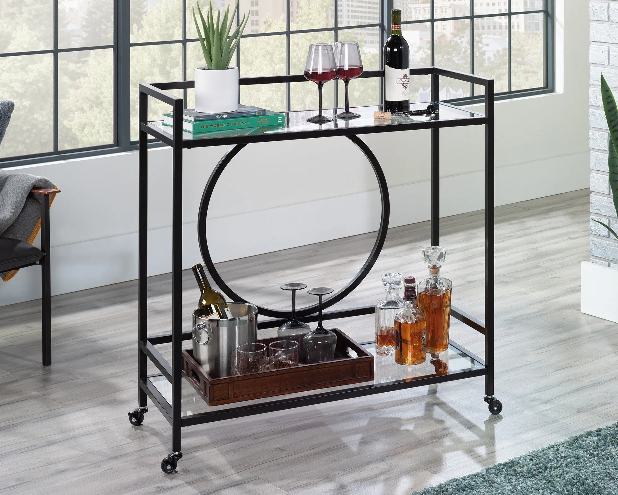 Int Lux Bar Cart Black/glass 3a