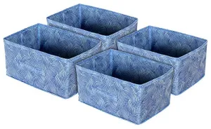 Kuber Industries Laheriya Print Non Woven Fabric Modular Closet Organizer Box with Handle for Cube Storage Units in Closet,Set Of 4(Blue)-KUBMART15991 Pack of 4