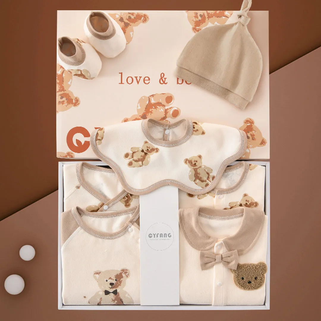 Little Surprise Box 26pcs Cream & Brown Teddy Love, New born Baby Girl/Boy Gift Hamper Box, (0-6months)