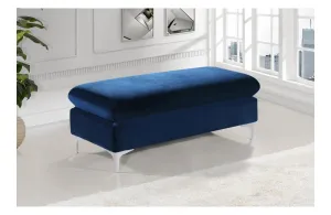 Lorinda Chrome Navy Ottoman