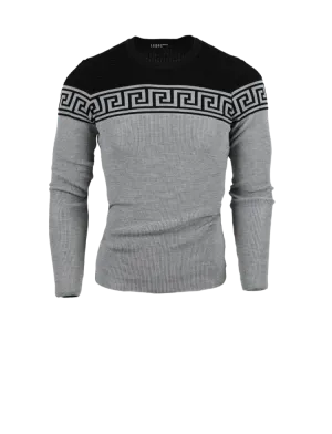 LRLAGOS RED Gray and black men's Crewneck Sweaters Light Blend Slim-Fit