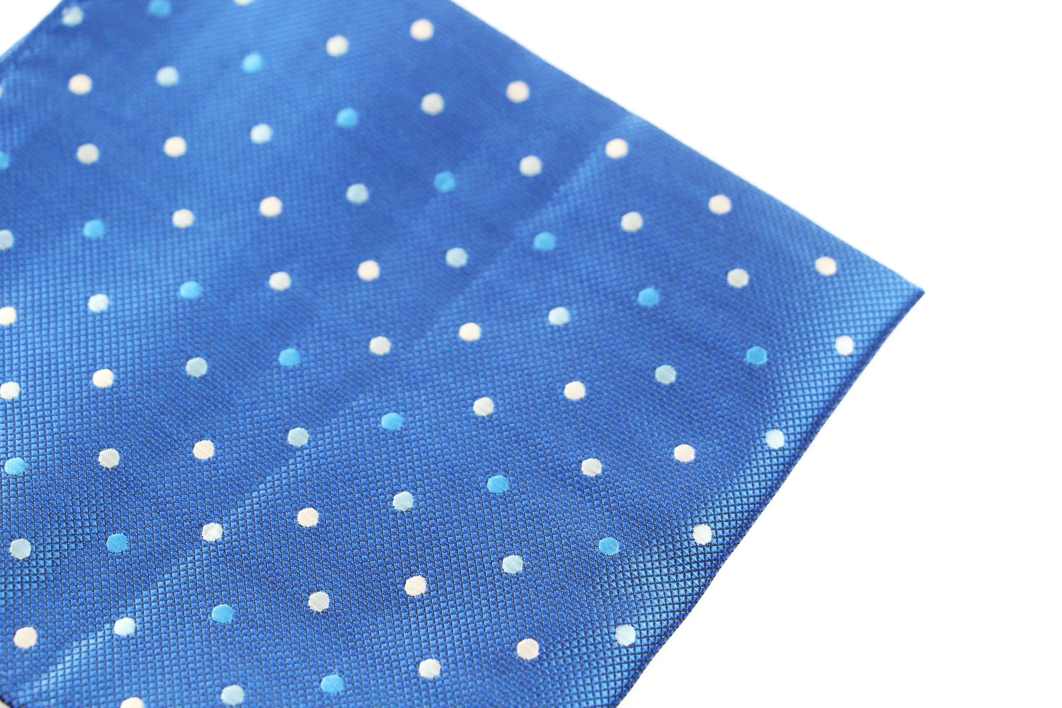 Mens Blue Small Polka Dot Silk Pocket Square