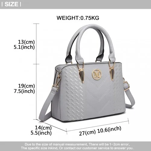 Miss Lulu LG6865 Leather Look Weave Effect Shoulder Bag - Light Grey | Fashionable & Functional Handbag