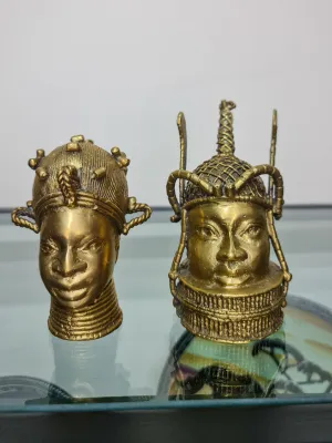 Oba and Queen of Benin Bronze Heads