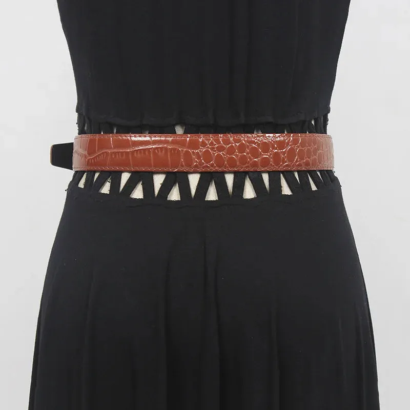 Pre Order:  Metal Buckle Long Leather Belt