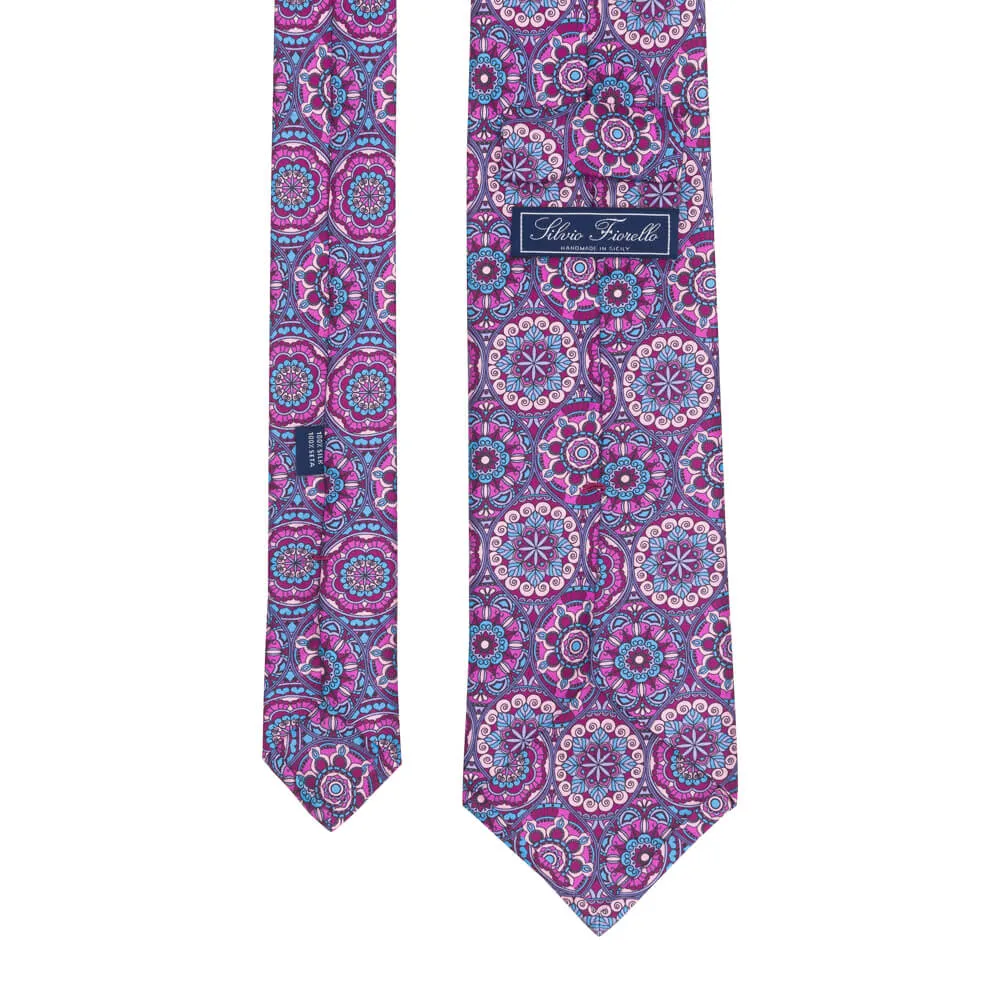 Purple and Pink Chartres Cathedral Duchesse Silk Tie