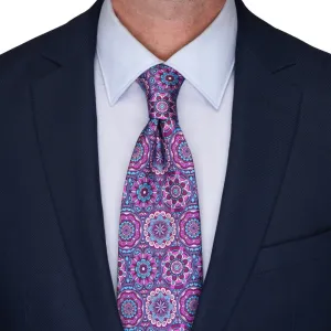 Purple and Pink Chartres Cathedral Duchesse Silk Tie