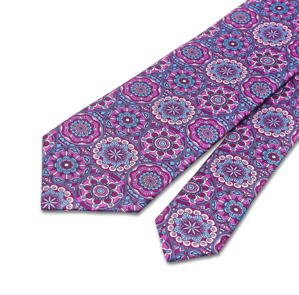 Purple and Pink Chartres Cathedral Duchesse Silk Tie