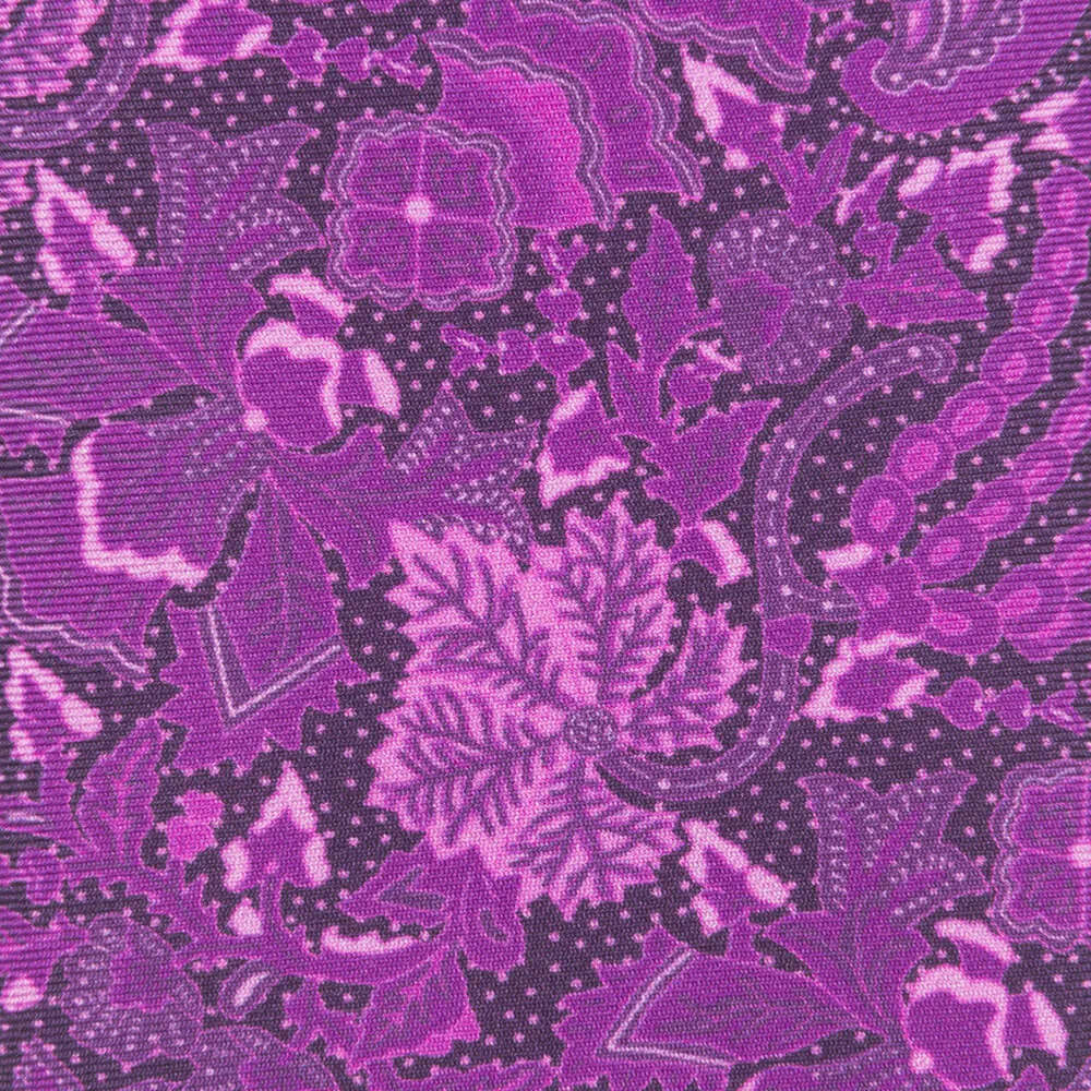 Purple Floral Motif Twill Silk Tie