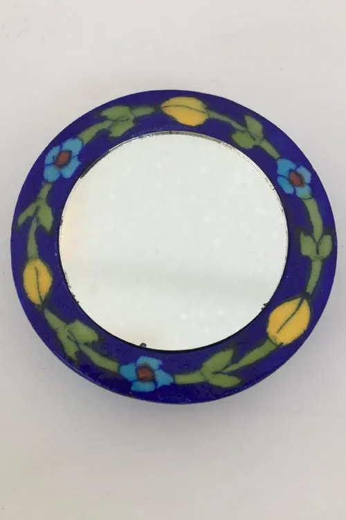 Ram Gopal Blue Pottery Handcrafted 'Pocket Mirror ' Blue Mirror-A