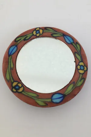 Ram Gopal Blue Pottery Handcrafted 'Pocket Mirror ' Red Mirror-91