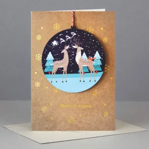 Reindeer Christmas Ornament Card