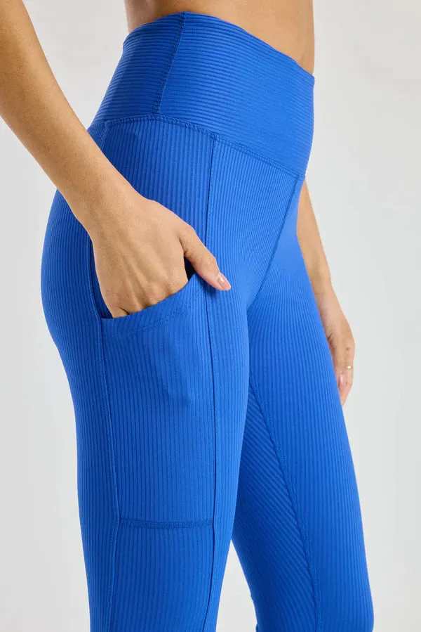 Ribbed Pocket Leggings in Blue Flame