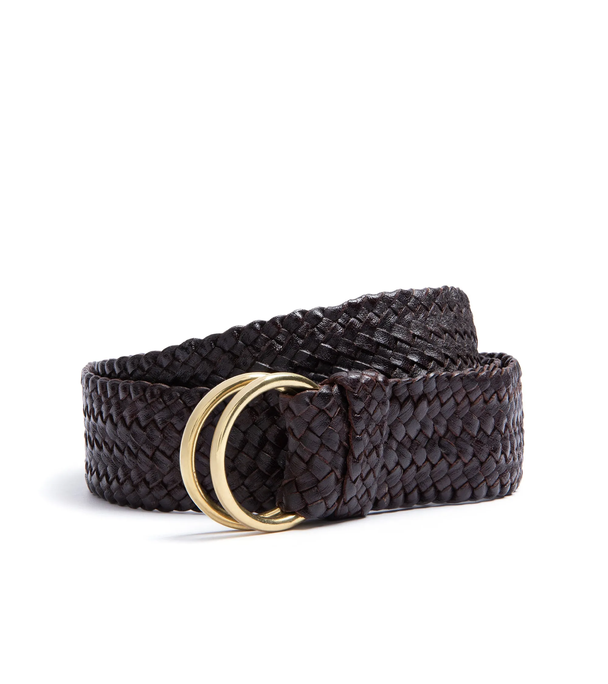 R.M. Williams Kangaroo Leather Plaited 'O' Ring Belt: Brown